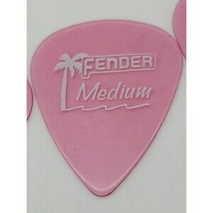 11 Fender Guitar Picks  Medium Gauge Large Letters Clear  Pink Palm Trees